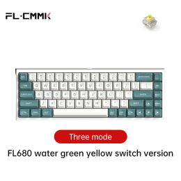 FL680 Three-Mode Mechanical Keyboard 68 Keys RGB Hot-Swappable 2.4G Wireless Bluetooth Wired Win/Mac/iPad (Color: G Yellow switch3)