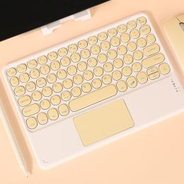 Wireless Bluetooth Keyboard with Touchpad for iPad Keybaord iPhone Samsung Galaxy Xiaomi Huawei Microsoft Surface HP (Axis Body: Brown Switch, Color: yellow round)