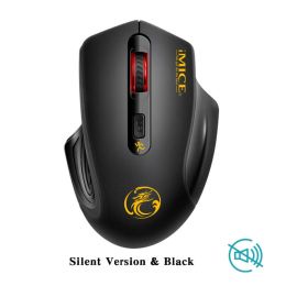 USB 3.0 Receiver Wireless Mouse 2.4G Silent Mouse 4 Buttons 2000DPI Optical Computer Mouse Ergonomic Mice For Laptop PC (Color: Black Silent)