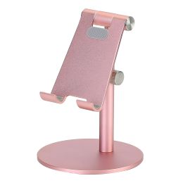 Cell Phone Stand Universal Tablets Phones Stand Holder Height Angle Adjustable Desktop Phone Stand No-Slip (Color: Rose Gold)