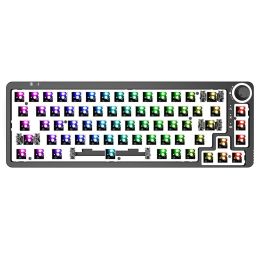 For 3Pin/5Pin Switch Knob Hot Swap Mechanical Keyboard Kit Wireless Bluetooth 3 Mode RGB Backlit Gamer 60% Keyboard (Axis Body: USB Bluetooth 2.4G, Color: black)