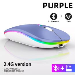 Rechargeable Bluetooth Wireless Mouse with 2.4GHz USB RGB 1600DPI Mouse for Computer Laptop Tablet PC Macbook Gaming Mouse Gamer (Color: Dual Mode Wireless3)