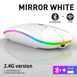 Rechargeable Bluetooth Wireless Mouse with 2.4GHz USB RGB 1600DPI Mouse for Computer Laptop Tablet PC Macbook Gaming Mouse Gamer (Color: Dual Mode Wireless7)