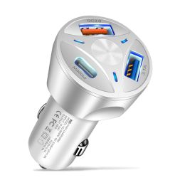 PD USB Car Charger Fast Charging Type C USB Phone Adapter in Car For iPhone 13 Pro Xiaomi Huawei Samsung Car Quick Charger (Ships From: China, Plug Type: 2U and 1PD White)