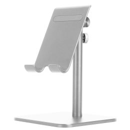 Adjustable Cell Phone Tablet Stand Desktop Holder Mount Bracket Dock Fit for iPad Kindle iPhone Aluminum Alloy (Color: Silver)