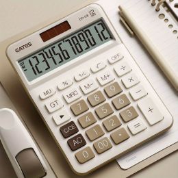 12-Digit Vintage Color Desk Calculator - Cute & Functional Financial Calculator for Home, Office & School! (Color: Brown)