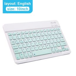 Mini Wireless Keyboard Bluetooth Keyboard For ipad Phone Tablet Russian Spainish Rechargeable keyboard For Android ios Windows (Ships From: China, Color: 10 in Blue English)