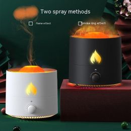 Amazon Top Office Custom Flame Night Light Aroma Diffuser 250ml Ultrasonic USB Fire Lamp Fragrance Jellyfish Air Humidifier (Color: black)