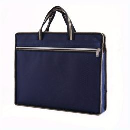 Stylish Business Briefcase - Large Capacity Notebook Bag with Double-zipper & Portable Design (Color: Blue)