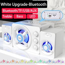 Computer Combination Speakers AUX USB Wired Wireless Bluetooth Audio System Home Theater Surround SoundBar for PC TV (Ships From: China, Color: White BT Upgrade)