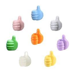 Silicone Thumb Wall Hook Creative Adhesive Thumb Cable Clip Key Hook Wall Hangers for Data Cable Earphone Belt hat Key Storage (Type: Mixed Colors 8 packs)