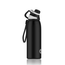 Healter 20oz Leakproof Free Drinking Water Bottle with Spout Lid for;  600ml Stainless Steel Sports Water Bottle for Fitness;  Gym and Outdoor Sports (Color: black, size: 34 oz)